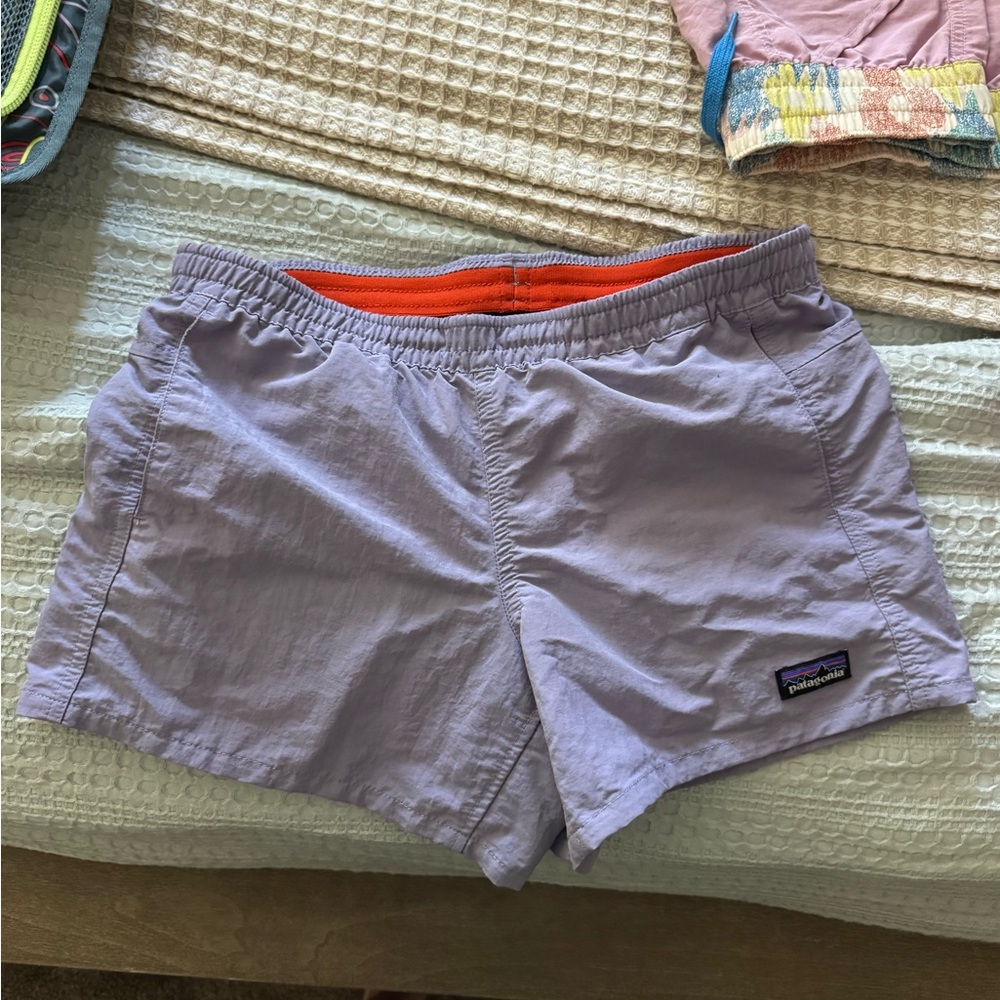 Patagonia Lilac Shorts with Orange Waistband